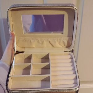 Beige Jewelry Organizer with Mirror